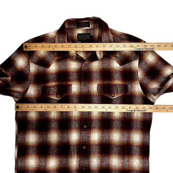 Pendleton Thomas Kay Plaid Western Large Long Sleeve Pearl Snap HEAVY Cotton - Picture 9 of 13